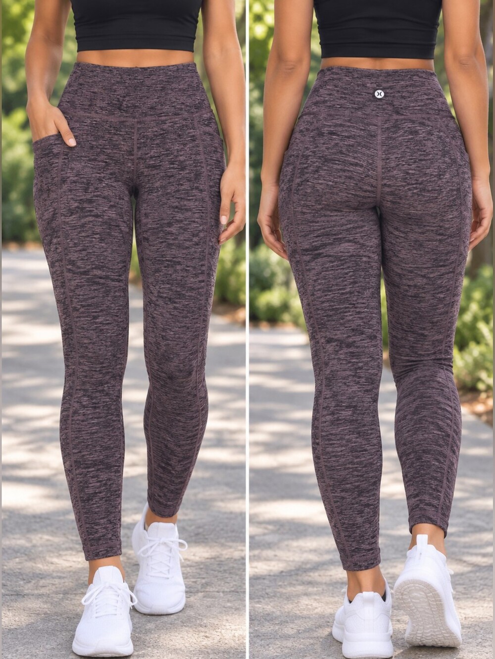RBX Active Heathered Plum Pocket Leggings Women’s Medium High Rise Athletic
